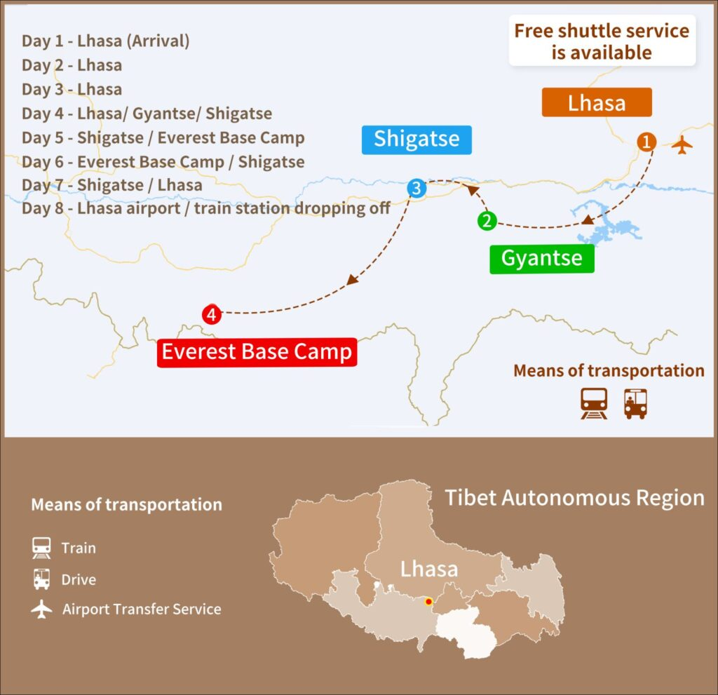 The Lhasa trip map